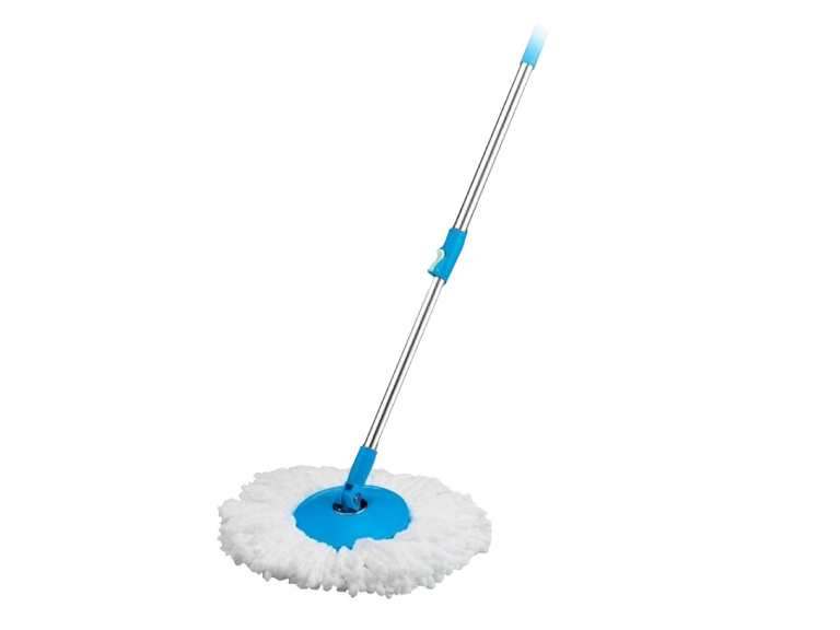 Mopa Giratoria 360º Celeste Trapeador Canasto Acero Inoxidable Importclick