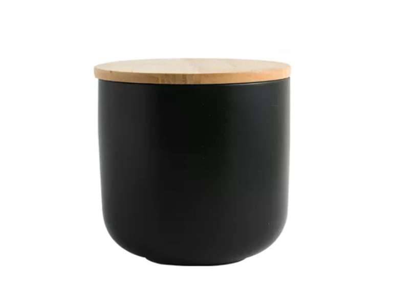 Contenedor de Cerámica Hermético Tapa Madera S Negro Simplit