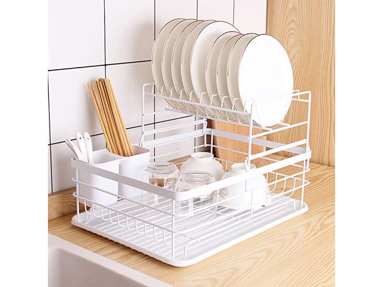 Secaplatos Escurridor 2 Niveles Acero Inox Blanco Simplit