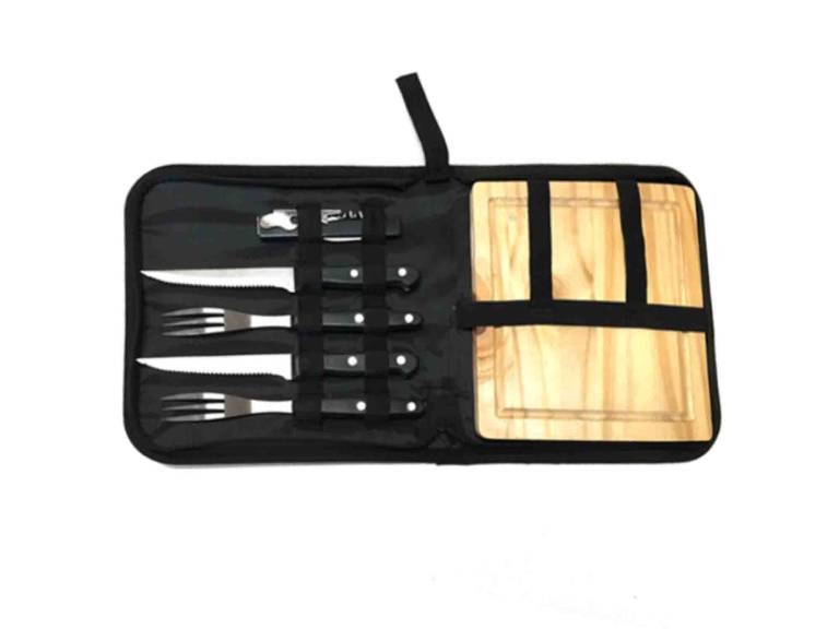 Set Asado Parrilla BBQ 6 Piezas Negro Importclick