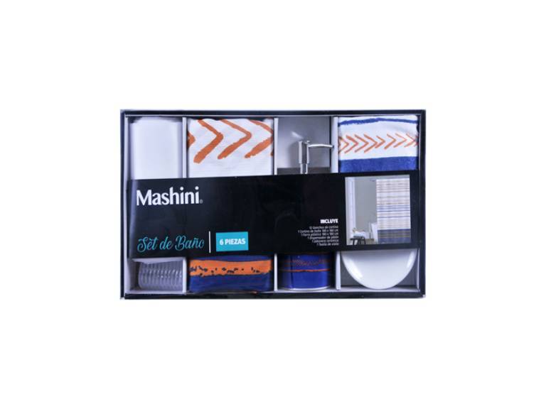 Set Cortina Baño 6 pzas Caja Encino
