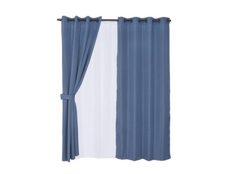 Set Cortina jqd Rustica 8pzas Argolla 140x220 Azul