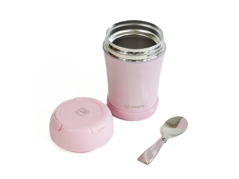 Termo Comida 400ml Rosado Cuchara Acero Inox Simplit