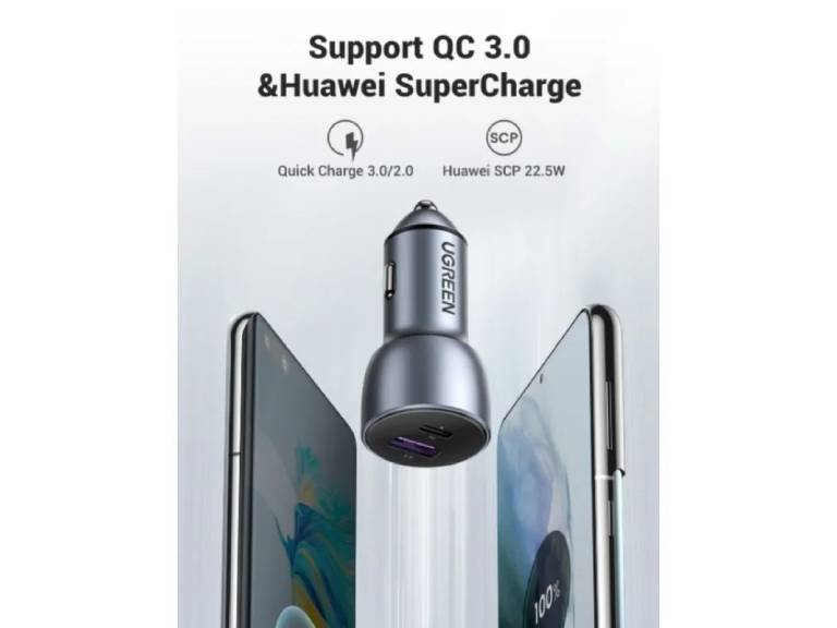 Cargador Automovil 1Usb-C + 1Usb-A Carga Rapida