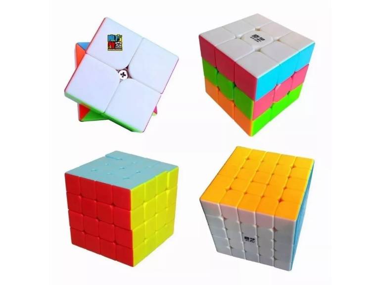 Set 4 Cubos Rubik Qiyi Uso Profesional. Lubricado.