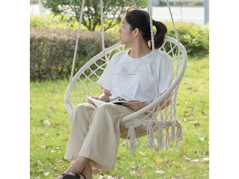 Hamaca Silla Columpio algodón Blanco 80 x 70 cm Importclick