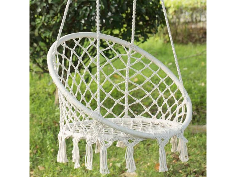 Hamaca Silla Columpio algodón Blanco 80 x 70 cm Importclick