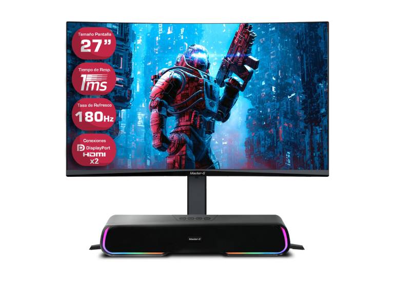 Pack Monitor Gamer 27 pulg. FHD Curvo + Soundbar BT  Master-G