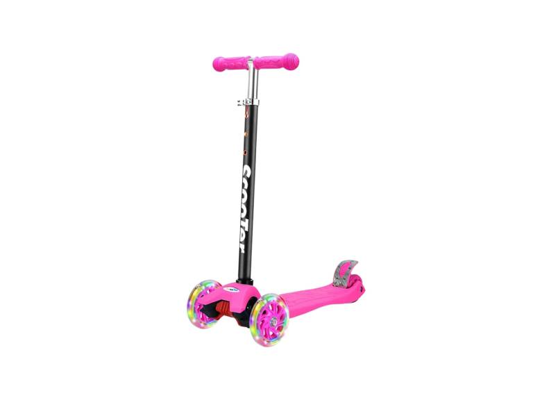 Scooter Monopatín 4 Ruedas Led Infantil Regulable Rosado Importclick