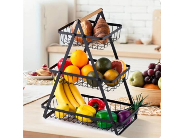 Cesta Para Frutas Vegetales De 3 Niveles Organizador Multiusos.