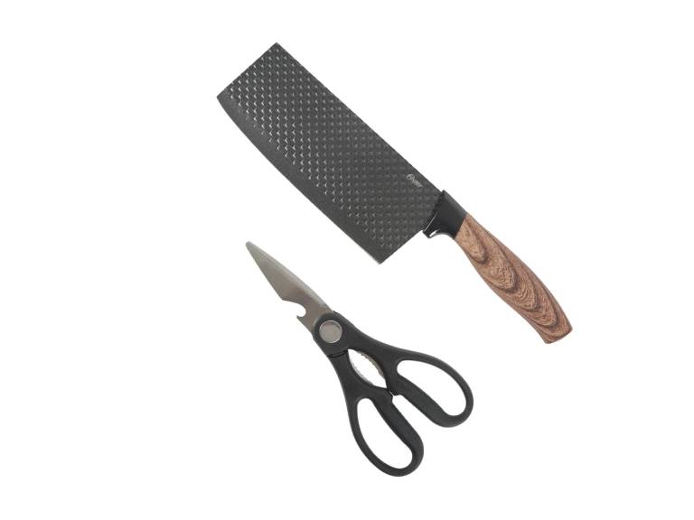 Set Tijera y Cuchillo Carnicero Gunderson 17 Cm Negro Oster