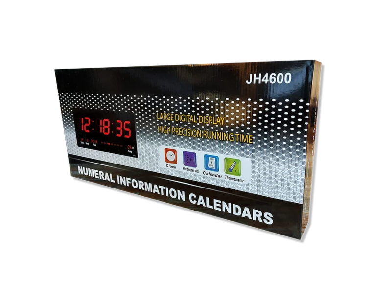 Reloj Digital LED Pared Hora Fecha Temperatura 47x23x3 CM Importclick