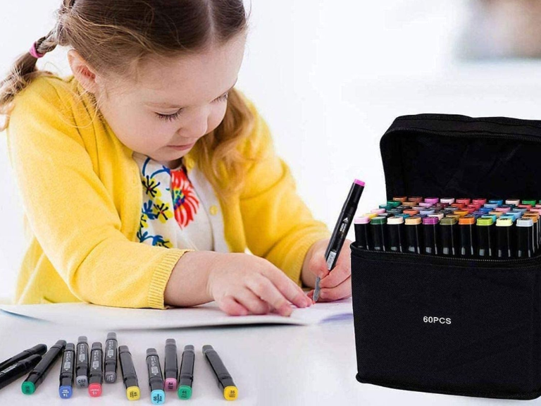 Set 80 Lápices Marcadores Gráficos Dibujo Doble Punta Importclick