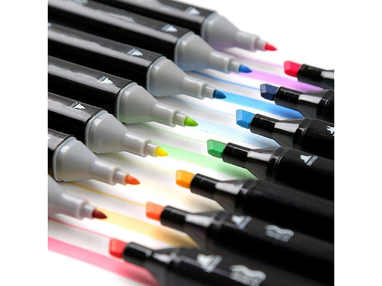 Set 80 Lápices Marcadores Gráficos Dibujo Doble Punta Importclick