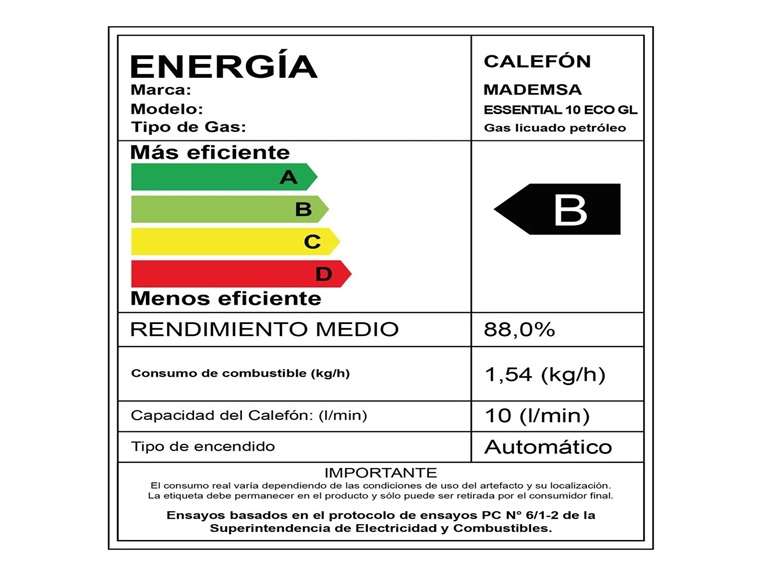 Calefont Gas Licuado Mademsa 10 Litros