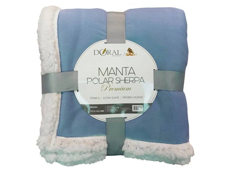 Manta Polar Sherpa Premium Doral Celeste