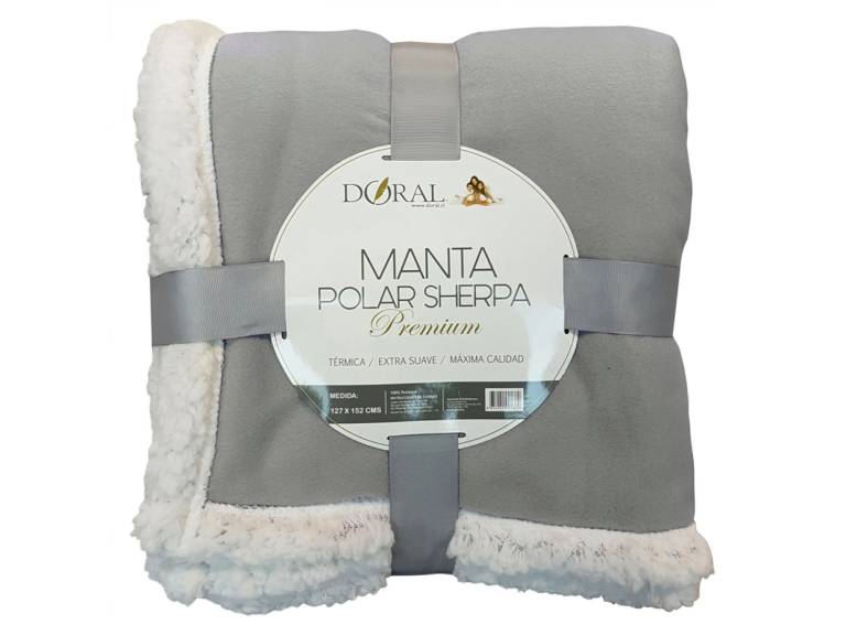 Manta Polar Sherpa Premium Doral Gris