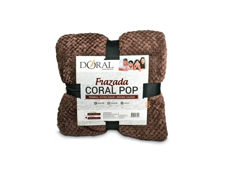 Frazada Coral Pop 2.0 Plazas Doral Café Oscuro