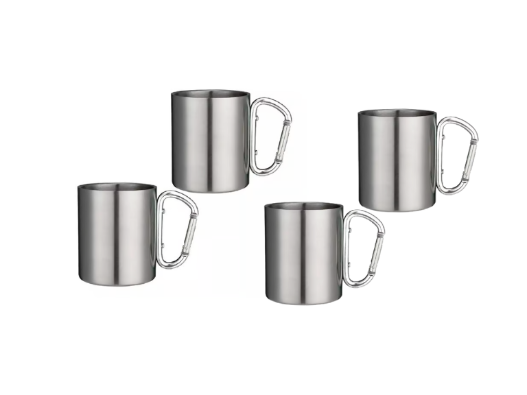 Vasos Camping con Mosquetón de Acero 4 unidades