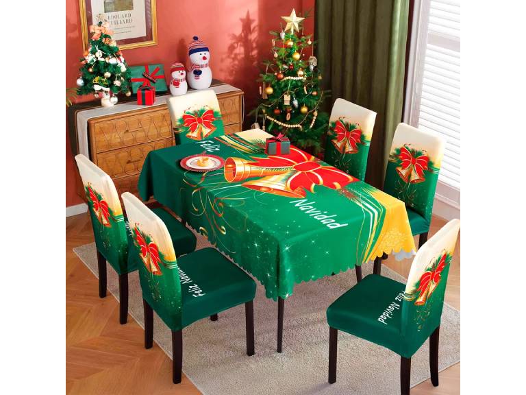 Mantel + Fundas de Sillas Varios Diseños Navidad