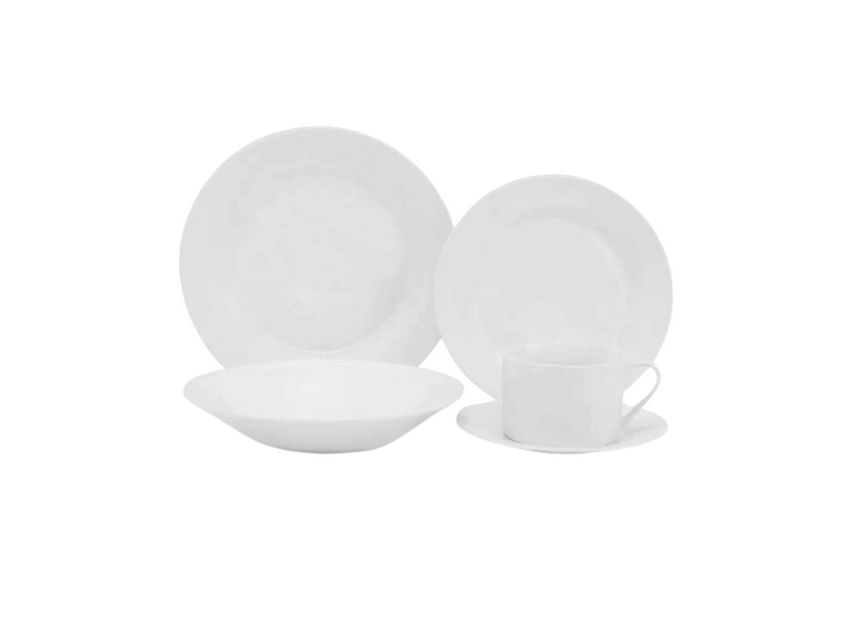 Set Loza 16 Piezas Platos Tazas Vajilla Cerámica Blanco