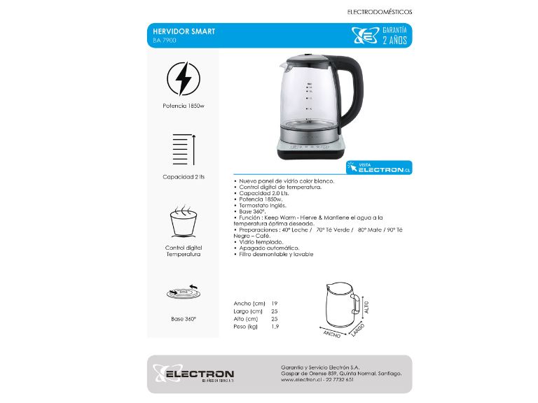 Hervidor Inteligente 2.0 lts Electron
