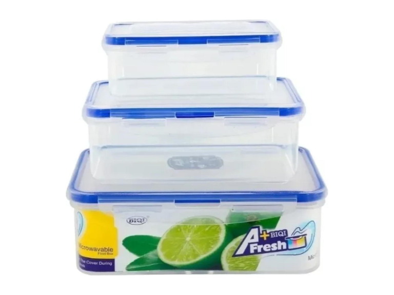 Set 3 Tupper Hermético Alimentos Plástico