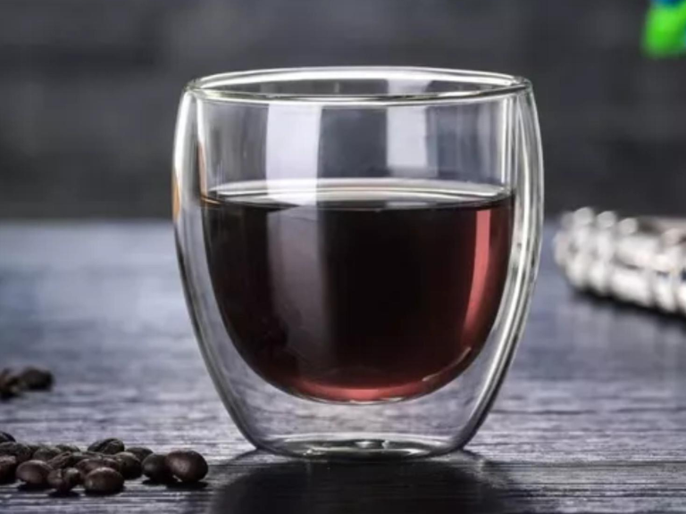 Juego 4 Tazas MUG Café Vidrio Doble Pared Térmico 80 ML