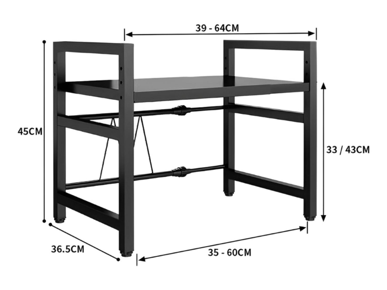 Estante Repisa Rack Extendible Microondas Cocina Gancho Negro