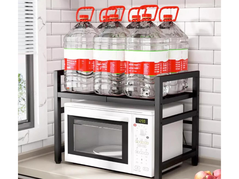 Estante Repisa Rack Extendible Microondas Cocina Gancho Negro