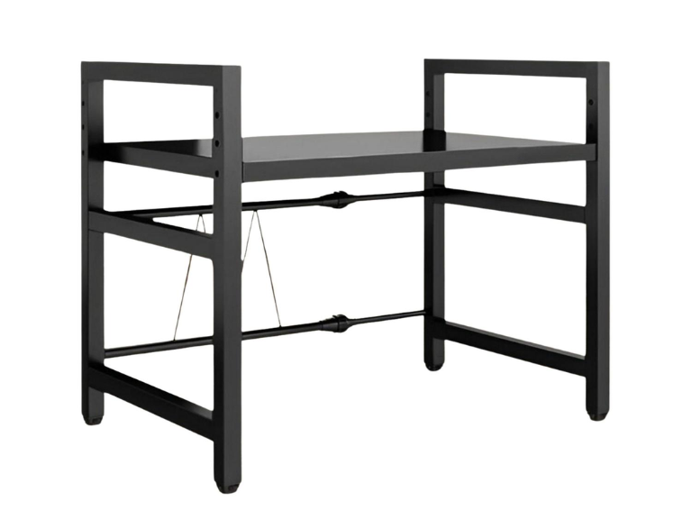 Estante Repisa Rack Extendible Microondas Cocina Gancho Negro