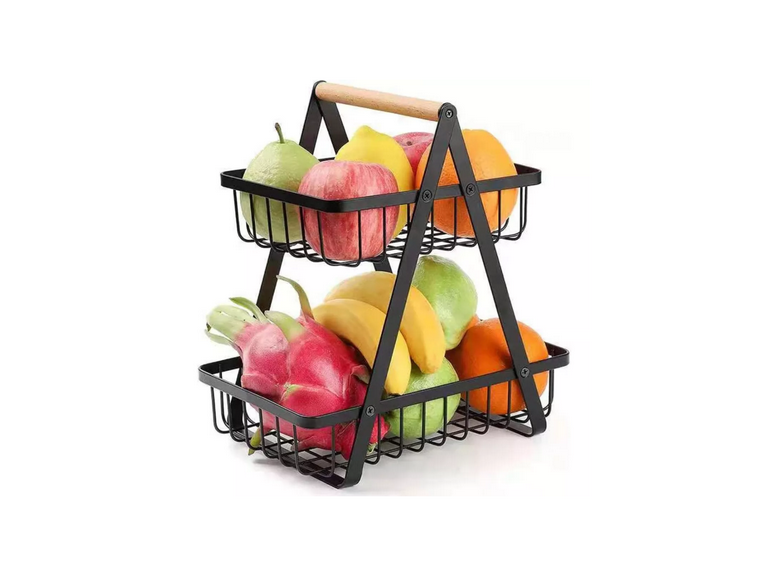 Frutero Mesa Frutas 2 Niveles Negro