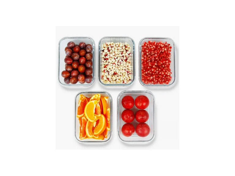 Set 3 Tupper Hermético Vidrio Alimentos 17x12x5.5 cm Celeste