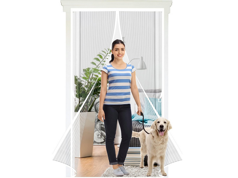 Malla Cortina Puerta Magnético Mosquitos Insectos Blanco