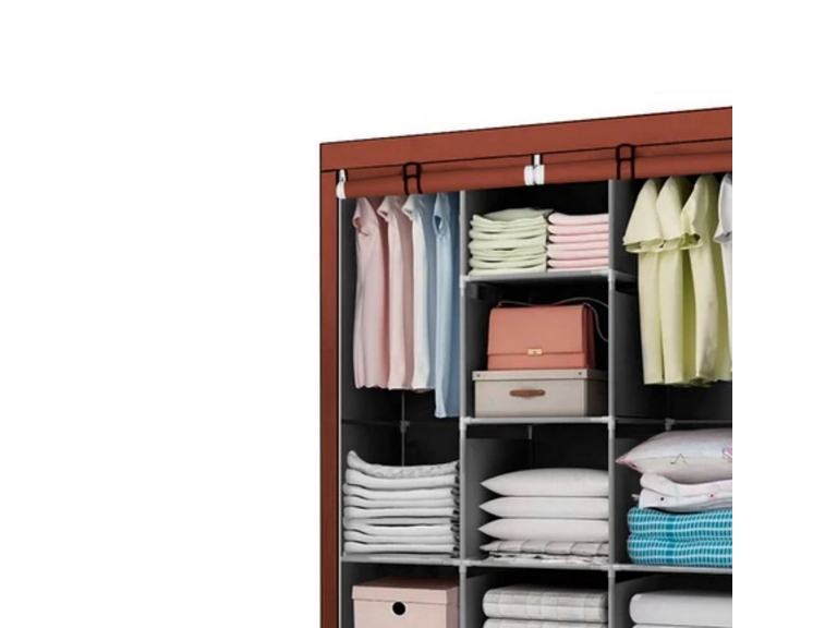Closet Organizador Armable Tela Café 3 Cuerpos 130x45x175 cm