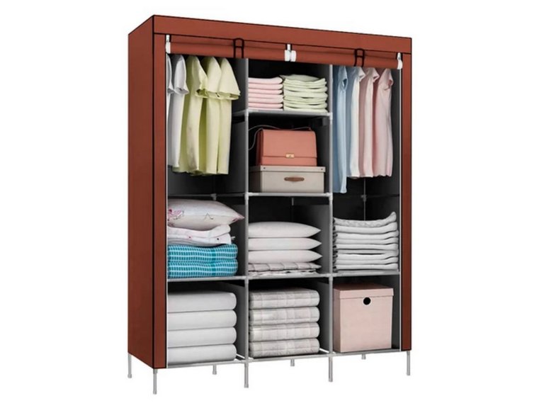 Closet Organizador Armable Tela Café 3 Cuerpos 130x45x175 cm