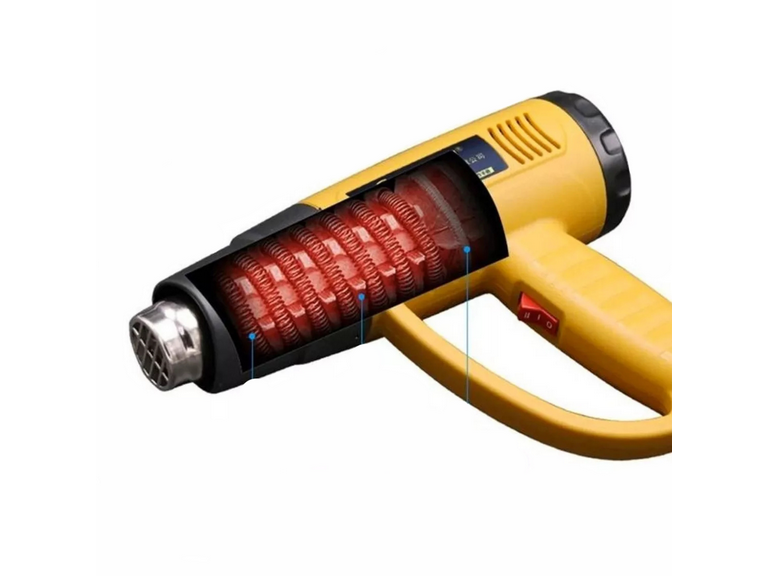 Pistola Calor 2000 Watt Ajuste Flujo Aire Temperatura Amarilla