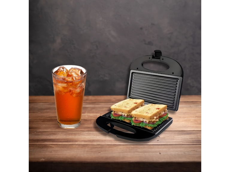 Plancha Sandwichera Grill Eléctrica Tostador Multiuso Negro