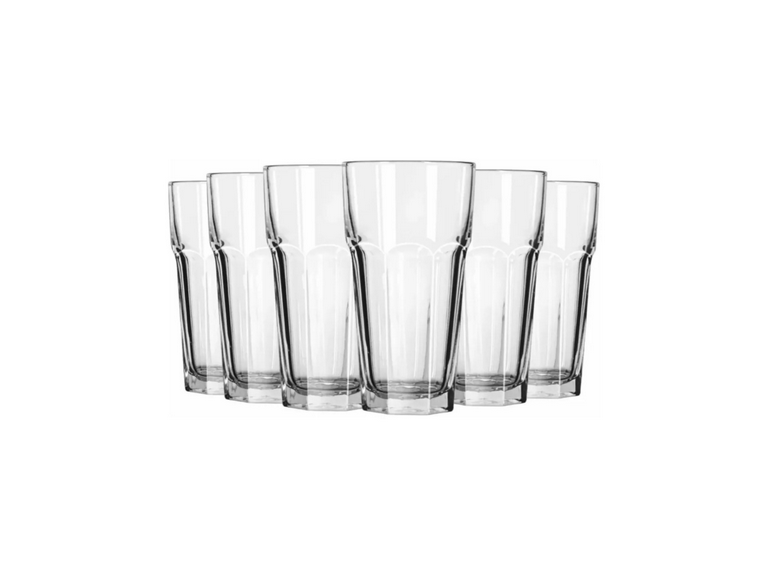 Set 6 Vasos Agua Bebida Cóctel Vidrio 468 ML Transparente