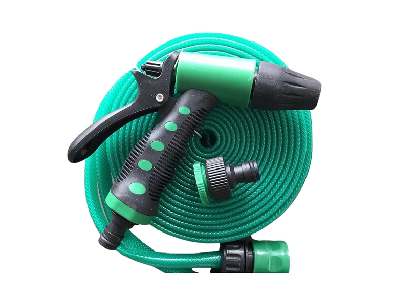 Manguera Flexible 1/2 pulg. Rollo 20 MTS Pistola Acoples Verde