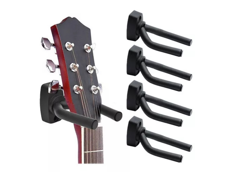Pack 4 Soporte Guitarra Pared Colgador Bajo Ukelele Negro