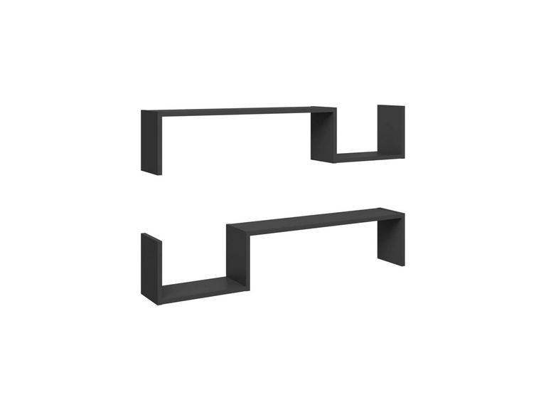 Juego Repisas Flotantes Madera Geo Negro 95x45x15 cm