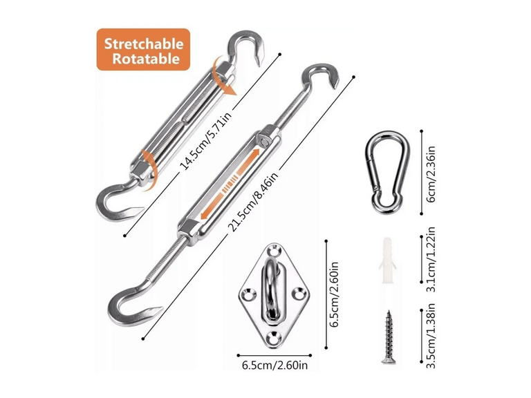 Kit Instalacion Fija Toldo Vela Acero Inoxidable