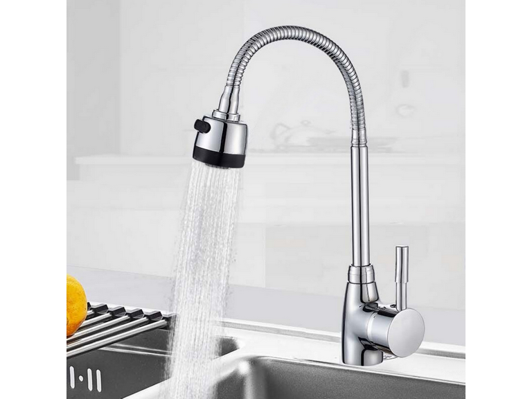 Llave Lavaplatos Monomando Cuello Flexible Difusor Agua