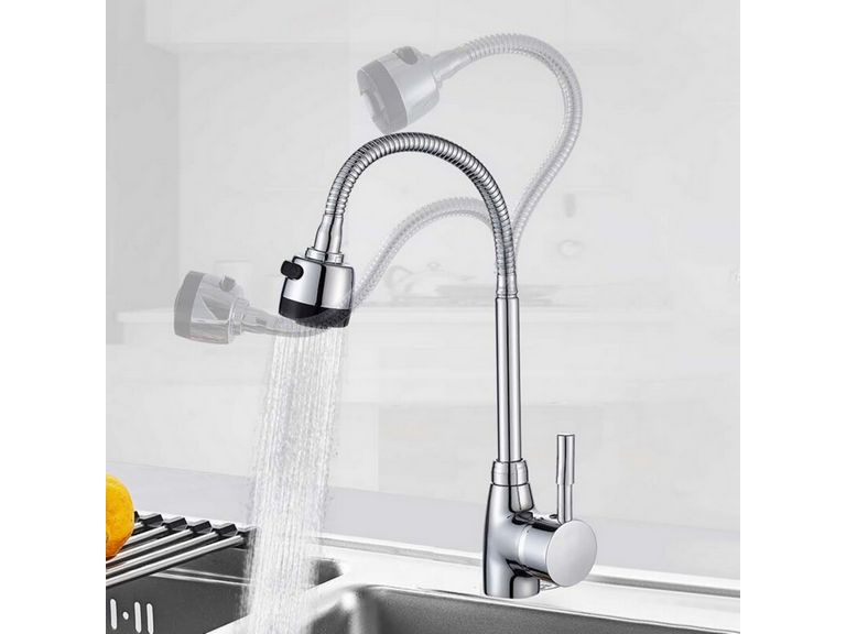 Llave Lavaplatos Monomando Cuello Flexible Difusor Agua