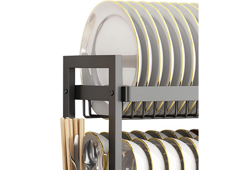 Rack Escurridor Platos 3 Niveles Acero Negro