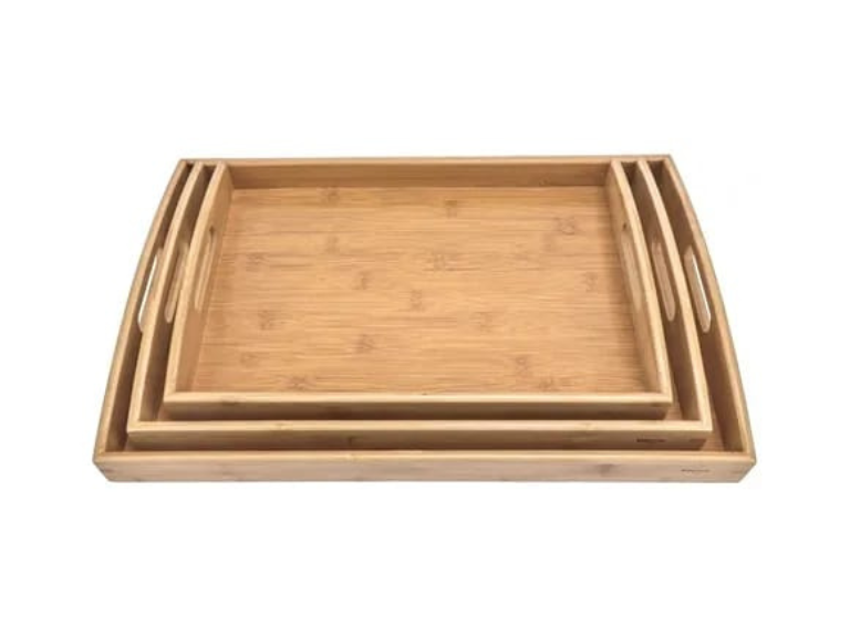 Set de 3 Bandejas de Madera Rectangular