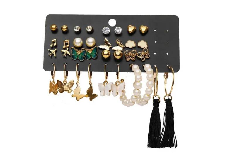 Set 9 Aros joyas Pendientes Oreja Mujer