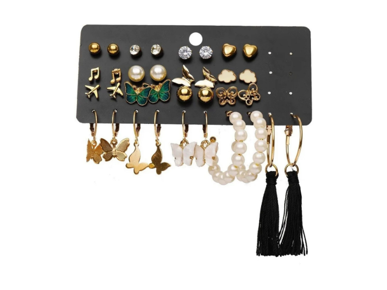 Set 9 Aros joyas Pendientes Oreja Mujer