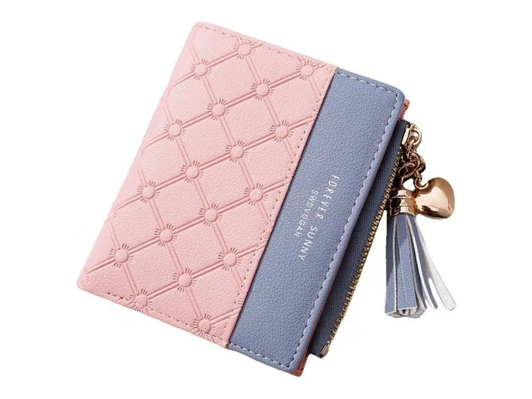 Billetera Tarjetera Monedero Elegante 11x9 CM Cuero Rosa